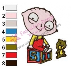 Funny Cartoon Stewie Family Guy Embroidery Design